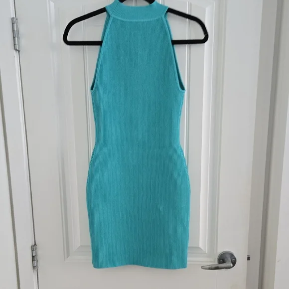 Babaton Blue Ribbed Bodycon Mini Dress - Picture 4 of 6